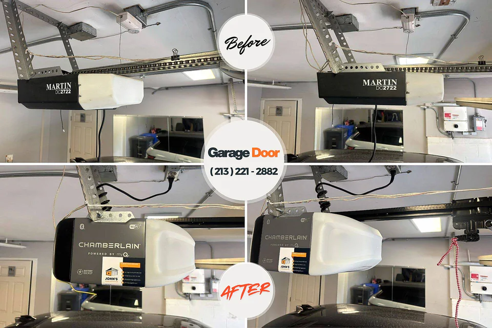 Before and after: garage door repair Dunsmuir, CA